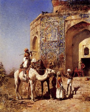 Edwin Lord Weeks - Old Blue Tiled Mosque  Outside Of Delhi  India