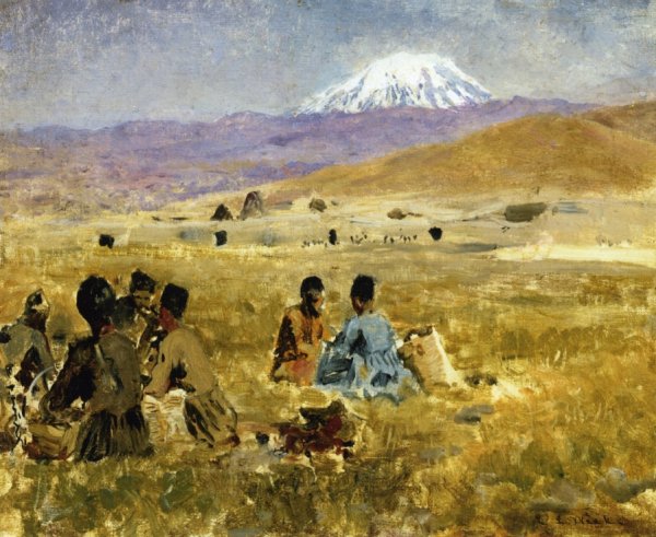 Persians lunching on the Grass, Mt. Ararat in the Distance