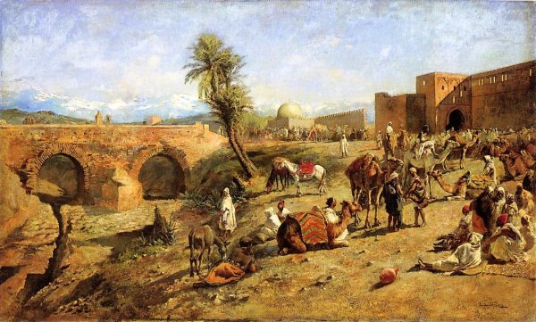 Arrival Of A Caravan Outside The City Of Morocco